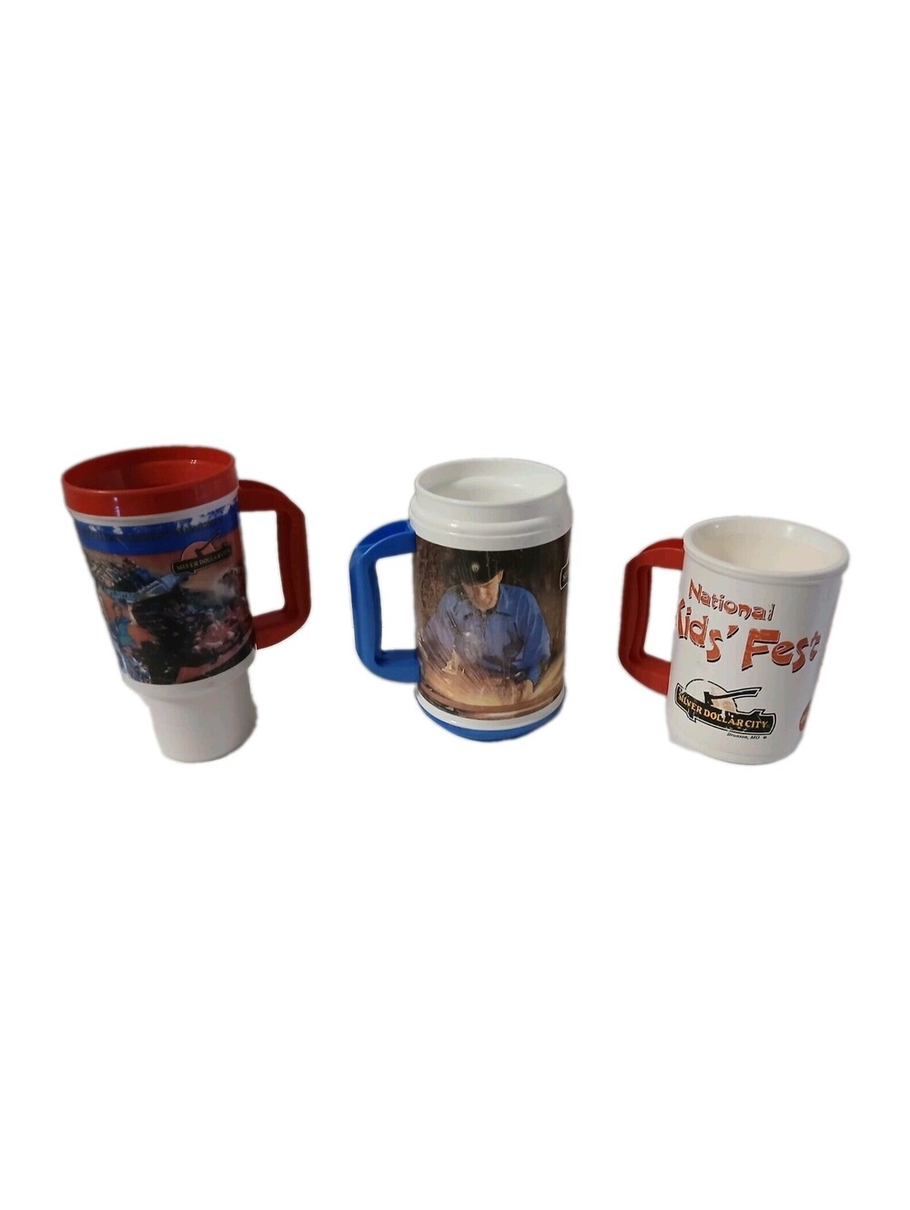 Lot Of 3 Silver Dollar City Mugs Grandfathered No Lids